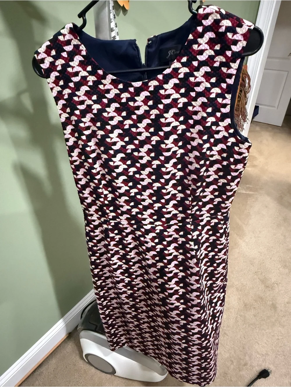 J Crew Shift Dress - Pink & Black Sleeveless Patterned
